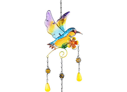 Hummingbird Wind Chimes Bells, Outdoor Windchimes Indoor Stained Glass Wind Chime Metal Hummingbird Suncatcher for Window, Garden, Yard, Patio, Lawn Decoration (Hummingbird Copper Bell)