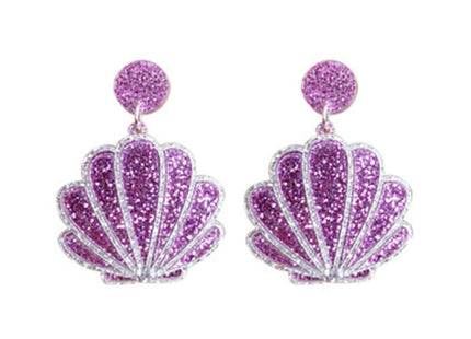 RUIZHEN Acrylic Sea Shell Nautical Sea Beach Stud Earrings Summer Beach Earrings for Women (purple)