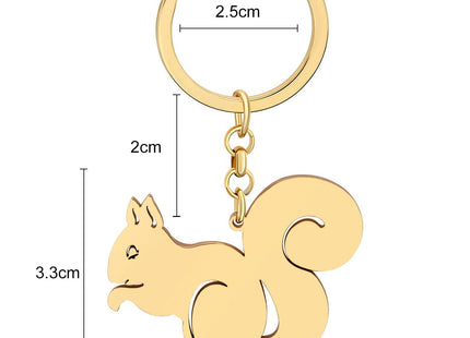 LONYOO Cute Squirrel Keychain Stainless Steel Keyring Squirrel Gifts for Women Girls Car Key Backpack Charms (Gold Plated)