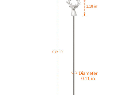 Deer Head Drink Swizzle Sticks, 5 Pcs Deer Head Cocktail Stirrer, Silver