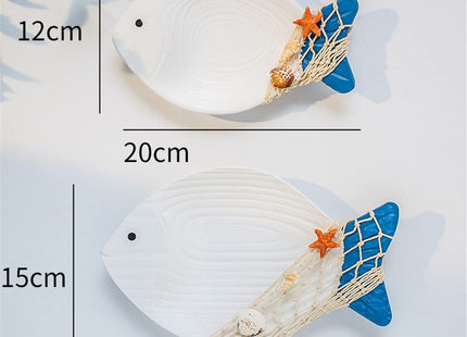 OECECR 2Pcs Wood Fish Nautical Beach Wall Decor, Wooden Hanging Coastal Wall Art Decor for Home, Lake House, Ocean Bathroom Decor - White