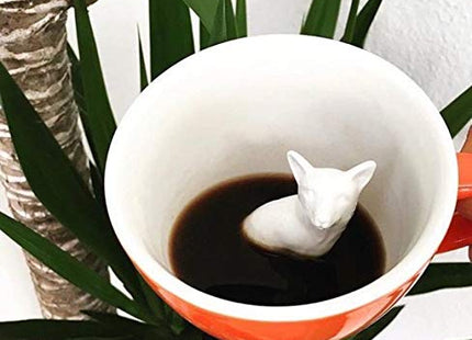 Creature Cups Fox Mug - Ceramic Coffee Cup with Hidden 3D Fox Inside, 11 oz