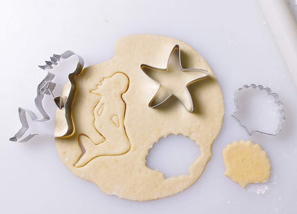 Aprildecumber666 Mermaid, Starfish, Seashell Cookie Cutter Set - Set of 3 - Stainless Steel