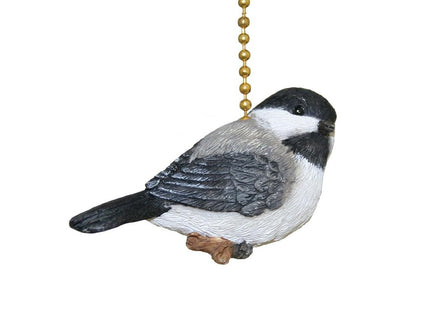 Clementine Designs Chickadee Little Bird Ceiling Fan Pull Chain Light Decorative Extension with 6" Gold Accent Chain, 3D Resin Design