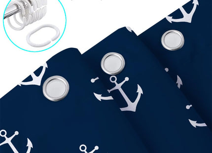 DYNH Nautical Anchor Shower Curtain for Bathroom, Navy Blue Beach Coastal Beachy Fabric Shower Curtains Set Decorative, White Ocean Men Boys Kids Restroom Decor Accessories Hooks Included 72x72 Inch