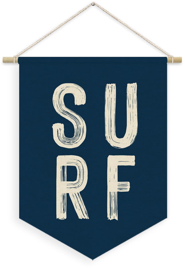 XYDEG Coastal Beach Surf Room Decor Nautical Linen Canvas Banner, Navy Blue Surf Ocean Wall Hanging Pennant Flag Banner for Home Bedroom Living Room Beach House Decor, 15x11in