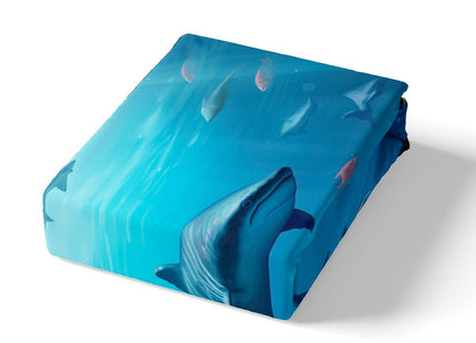 Kids Shark Bedding Sets King Blue Hawaiian Duvet Cover Set,Fish Bedspreads Beach Theme Quilt Cover Underwater Children Comforter Cover Ultra-Soft Brushed Microfiber Turtle Decor Bed Cover with Ties