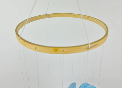 Wind Chimes for Outside Handmade Blue Capiz Shells Seashell Sea Glass Arts Windchime Beach Coastal Outdoor Crafts Garden Decor Gardening for Women Patio Finds