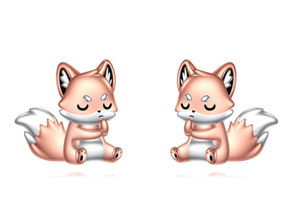 Fox Earrings Sterling Silver Cute Animal Fox Stud Earrings for Women