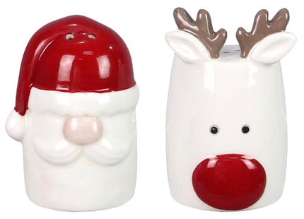 The Bridge Collection Christmas Reindeer & Santa Salt & Pepper Shaker Set