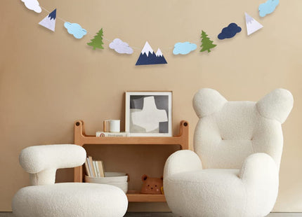 Felt Woodland Nursery Banner - Kids Mountain & Rustic Baby Room Decor, Woodland Theme Baby Shower Decorations