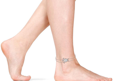 Sea Turtle Anklet Bracelets for Women Sterling Silver Ocean Turtle Ankle