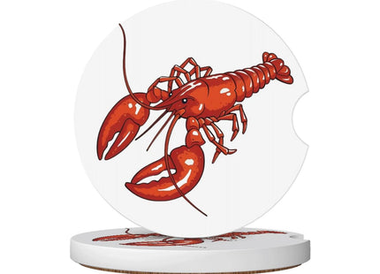 KWSAAHU Ceramic Car Cup Coasters 2PCS - Tiny Lobster