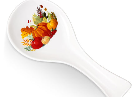 Fall Ceramic Spoon Rest, Pumpkin Pattern, Halloween Kitchen Decoration