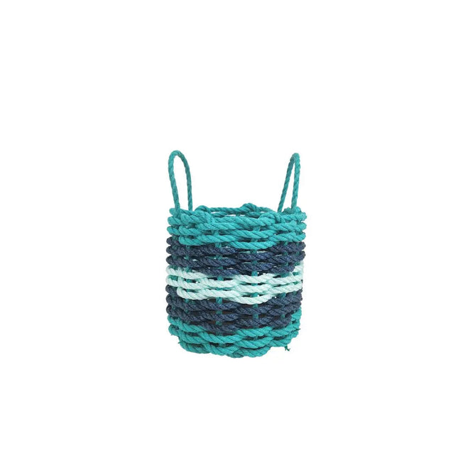 Teal, Navy & Seafoam Coastal Rope Basket