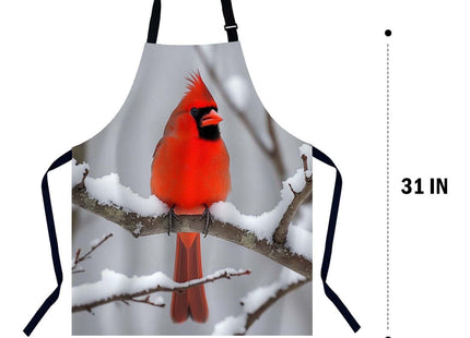 Xuwenz Red Cardinal Waterproof Apron Kitchen Chef Aprons Bibs for Grooming Cooking Baking Painting Gardening
