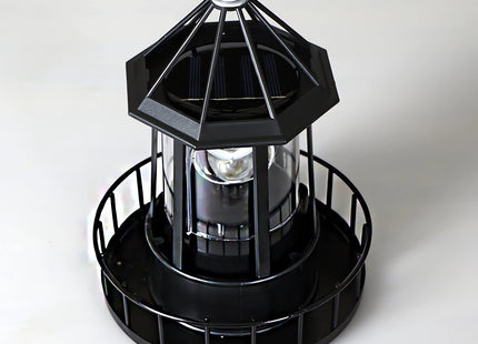 Solar Lighthouse Rotating Light - 360 Degree Light Houses Lamp For Yard, IP65 Waterproof Durable Lighthouse Lamps Towers Statue Lights For Outdoor Garden Pathway Patio (Black -Large - Style B)