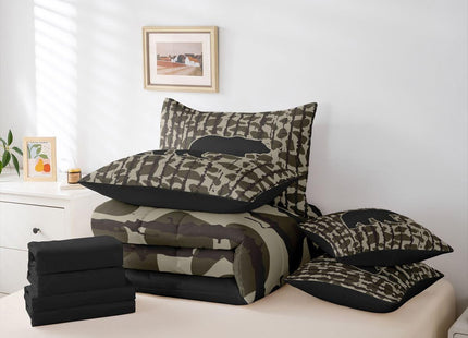 Feelyou Camouflage Camo Bear Comforter Set with Sheets 7 Piece Twin Size Cute Hunting Wild Animal Deer Bedding Set for Kids Boys Girls Rustic Farmhouse Bed in a Bag Decor Soft Lightweight Microfiber
