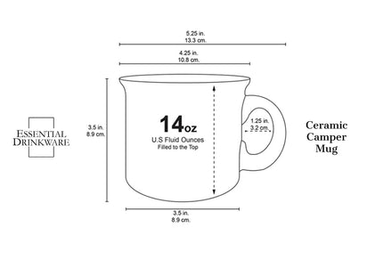 Essential Drinkware 14oz Ceramic Campfire Coffee Mug (Set of 4), White with Speckled Finish - Durable Thick Walled Camping Style Cup for Outdoors or Home