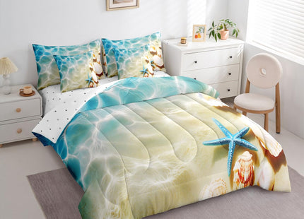 Erosebridal Ocean 7 Piece Bedding Set Queen Beach Comforter Set with Sheets