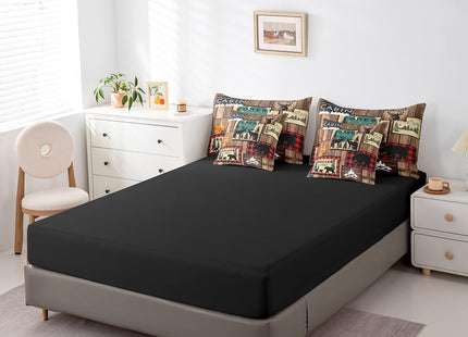 Erosebridal Retro Cabin Comforter Set 7 Piece Bed in a Bag Twin,Rustic Bear Deer Bedding Sets Hunting Wildlife Wild Animal Comforter and Sheet Set,Plaid Lodge Farmhouse Western Bed Set