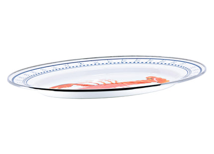 Golden Rabbit Enamelware Oval Platter, 12 x 16in, Lobster