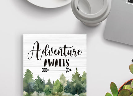 Mountain Camper RV Camping Sign, Forest Home Office Desk Decor 5 X 5 Inch