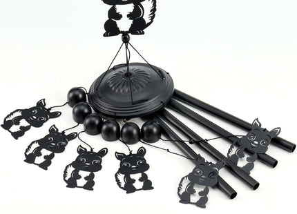 Gabzart Squirrel Wind Chimes for Outside/Indoors, Squirrel Gifts for Women Mom Grandma, Aluminum Tubes Windchimes S Hook, 37" Wind Chime Hanging Decor for Home Patio Garden Porch Yard (Black-Squirrel)