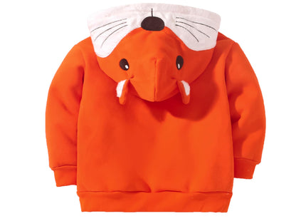 HUAER& Baby Boys' Cotton Cartoon Fox Zip Front Jacket Hoodie Sweatshirt(1-2T fox 2