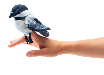 Folkmanis Mini Chickadee Finger Puppet, White; Black;gray
