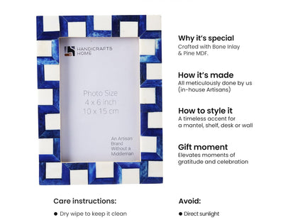 Handicrafts Home Decorative Bone Inlay Blue Picture Frame Coastal Decor,6x4