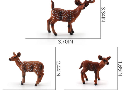 WONWONTOYS Forest Wildlife Toy Set White Tailed Deer Figures Spotted Deer Whitetail Christmas Scene decorationCake Decoration Children's Cognitive Toys