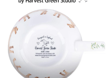 MFoffice Christmas Reindeer Mug – 20oz Bone China Coffee Tea Hug Mug with Happy Holidays Inside, Perfect Christmas or Any Holiday Gift for Women & Men – Designed in England by Harvest Green Studio