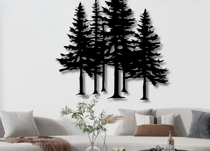 Mimiso Metal Pine Tree Wall Art,Pine Tree Decor,Wall Decorations for Living Room,Bedroom,Nature Forest Metal Decor (Black,19"×16")