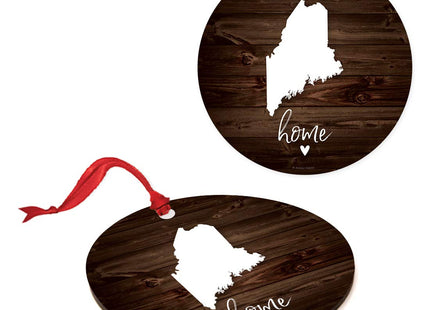 Andaz Press Round Natural Wood MDF Keepsake Christmas Ornament Long Distance Gift, Maine Home, Rustic Dark Wood, 1-Pack, Moving Away Graduation University College Relationships Gifts
