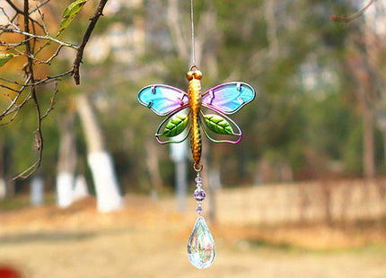 WEISIPU Crystal Suncatchers for Windows - Dragonfly Crystal Ball Prisms Hanging Crystals Ornament for Home Garden Office Wedding Christmas Decoration-Dragonfly