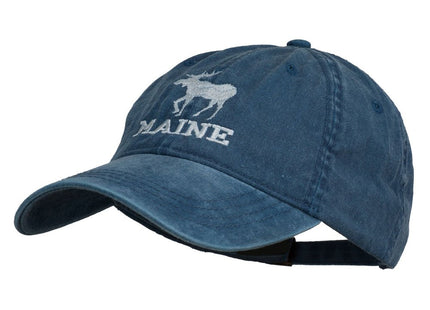 e4Hats.com Maine State Moose Embroidered Washed Dyed Cap - Navy OSFM