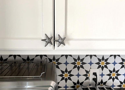 KYIEN 12Pcs Nautical Beach Sea Style Themed Starfish Shape Cabinet Knobs Furniture Decorative Pulls Drawer Knobs Dresser Handles Cabinet Decoration Pulls