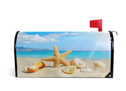 ALAZA Summer Beach with Starfish and Shells Magnetic Mailbox Cover MailWraps Garden Yard Home Decor for Outside Oversized-25.5" x20.8"