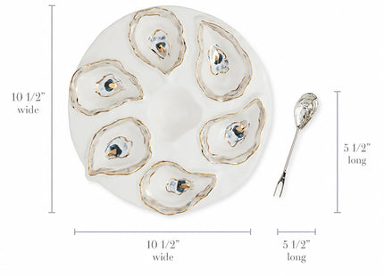 Mud Pie Oyster Plat Server Set,10 1/2"