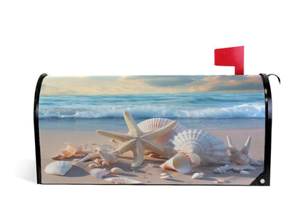 ALAZA Seashell Starfish on Beach Summer Magnetic Mailbox Cover MailWraps Garden Yard Home Decor for Outside Standard Size-18"x 20.8"