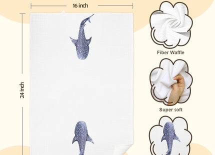 AQYIP Whale Shark Coastal Beach Kitchen Towels, Shark Bathroom Decor Hand Towels, Nautical Beach Dish Tea Towel, Coastal Ocean Bathroom Kitchen Decor, 16x24 Inch