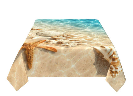 mutakin Beach Coral Seashell Tablecloth Summer Table Cloth Washable Rectangle Table Cover for Decoration Kitchen Dining Room 60x90 Inch