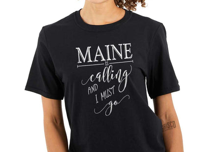 Brisco Brands Maine is Calling and I Must Go Womens Graphic T Shirt Tees Black