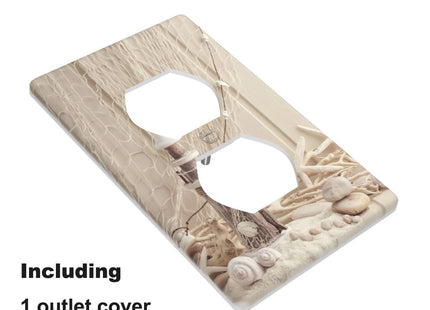 Pznen Nautical Coastal 1-Gang Duplex Wall Plate, Sea Shell Lighthouse Starfish Outlet Cover Plate 4.5"x 2.76" for Living Room Kitchen Home Decor
