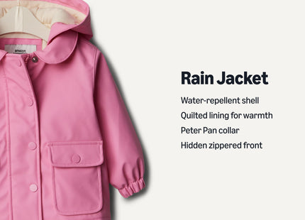 Amazon Essentials x Sofia Grainge Toddler Girls' Water-Repellent Rain Jacket, Rose, 2T
