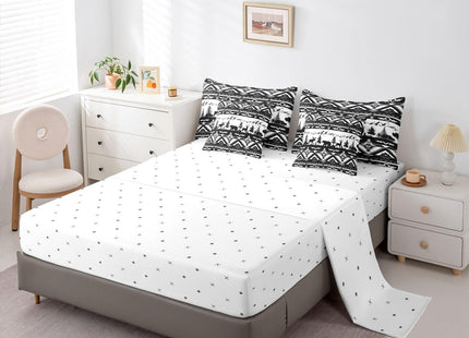 Feelyou Western Comforter Set Twin Size 7 Pieces Southwestern Aztec Bedding Set for Kids Boys Bear Bed in a Bag with Comforter, Sheets, Pillowcases, Cushion Covers Deer MooseWild Animals GreyQuilted