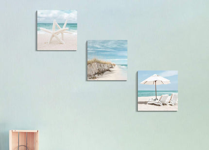 ARTISTIC PATH Coastal Starfish Canvas Beach Chair Wall Art, 12"x12"x3 PCS