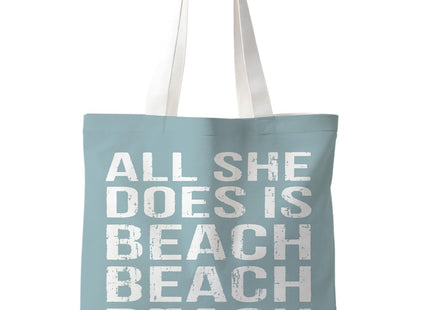 VIIJJUE Blue Beach Tote Bag, Coastal Beachy Canvas Tote Bags, Beach Lover Gifts for Women, Retro Coastal Nautical Reusable Grocery Shopping Bag