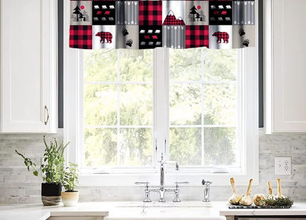 DDCBNS Cabin Rustic Curtains Valance for Living Room Bedroom Kitchen Bathroom,Western Country Vintage Farmhouse Bear Rod Pocket Window Treatments,1 Panel,54" x 18"